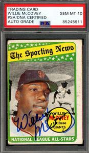 Willie McCovey Gem Mint 10 PSA DNA Signed 1969 Topps All Star Autograph Discount Pay With Paypal