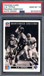 Y.A. Tittle Gem Mint 10 PSA DNA Signed 1991 Upper Deck Domino Autograph Cheap Pictures