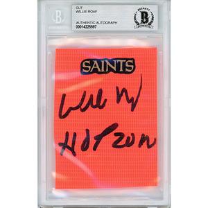 Willie Roaf Signed New Orleans Saints Football TD Pylon Piece Sig Cut Beckett Slabbed Outlet Exclusive
