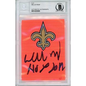 Willie Roaf Signed New Orleans Saints Football TD Pylon Piece Sig Cut Beckett Auth Auto Slab Limited Edition Cheap Pice