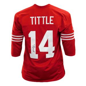 YA Tittle Signed HOF 71 Inscription Red Pro-Edition Jersey (JSA) Sale Best Pices