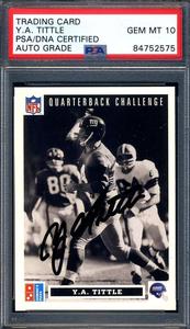 Y.A. Tittle Gem Mint 10 PSA DNA Signed 3 1991 Upper Deck Domino Autograph Great Deals Sale Online
