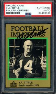 YA Tittle PSA DNA Coa Signed 1985 Football Immortals Autograph Buy Cheap Fake