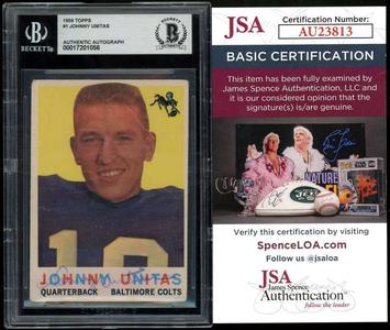 Johnny Unitas Beckett BAS JSA Coa Signed 1959 Topps Autograph Free Shipping Perfect