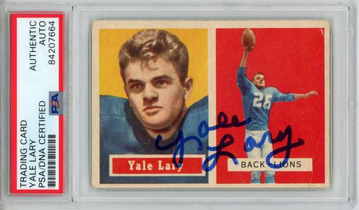 Yale Lary Autographed/Signed 1957 Topps #68 Trading Card PSA Slab 43766 High Quality For Sale