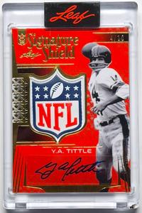 Y.A. TITTLE SIGNED LEAF 2023 NFL 49ers JERSEY SIGNATURE SHIELD 4/10 CARD SS2-YAT Cost For Sale