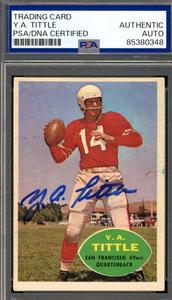 Y.A. Tittle PSA DNA Signed 1960 Topps Autograph Discount Reliable