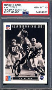 Y.A. Tittle Gem Mint 10 PSA DNA Signed 2 1991 Upper Deck Domino Autograph Discount Shop