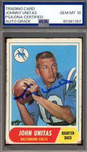 Johnny Unitas Gem Mint 10 PSA DNA Signed 1968 Topps Autograph Popular Online