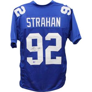 Michael Strahan Autographed/Signed Pro Style XL Blue Jersey BAS 30401 Looking For Online