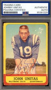 Johnny Unitas PSA DNA Vintage Signed 1963 Topps Autograph Sale Popular