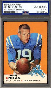 Johnny Unitas PSA DNA Vintage Signed 1969 Topps Autographed Shop For Cheap Pice