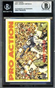 Johnny Unitas Beckett BAS Vintage Signed 1972 Topps In Action Autograph Affordable Online