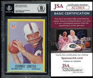 Johnny Unitas Beckett BAS JSA Coa Signed 1967 Philadelphia Gum Autograph Buy Cheap Brand New Unisex