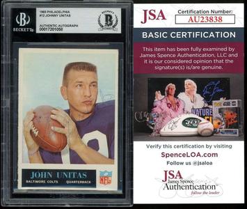 Johnny Unitas Beckett BAS JSA Coa Signed 1965 Philadelphia Gum Autograph 100% Original Online