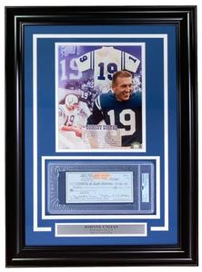 Johnny Unitas Baltimore Colts Signed Framed Bank Check #6673 PSA Pick A Best For Sale
