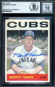 Merritt Ranew Gem Mint 10 Beckett BAS Signed 1964 Topps Autograph Visa Payment