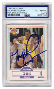 Michael Cooper Signed Lakers 1990-91 Fleer Trading Card #90 - (PSA Encapsulated) Cheap Pice Original