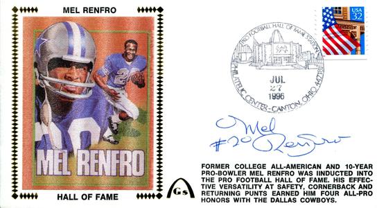 Mel Renfro Autographed First Day Cover (JSA) Popular