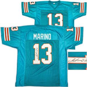 MIAMI DOLPHINS DAN MARINO AUTOGRAPHED TEAL JERSEY BECKETT BAS QR STOCK #232813 Cheap Sale 2025 New