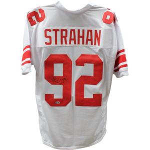 Michael Strahan Autographed/Signed Pro Style XL White Jersey BAS 30402 Fashionable Online