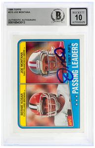 Joe Montana Signed 49ers 1988 Topps Passing Leader Card #215 (Beckett -Auto 10) How Much Online