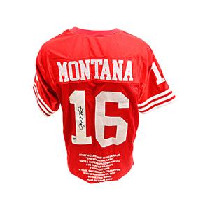 Joe Montana San Francisco 49'ers Autographed Signed Custom Red Embroidered Statistics Jersey (JSA Auth) Discount Wide Range Of