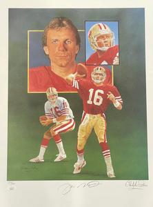 Joe Montana & Christopher Paluso Signed18x24 Lithograph 276/400 (JSA) Low Pice Fee Shipping Cheap Online