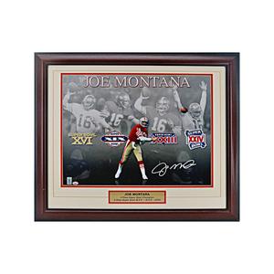 Joe Montana San Francisco Niners Autographed Signed 16x20 Framed SB Montage (Stack Of Plaques COA) Sale Outlet Locations