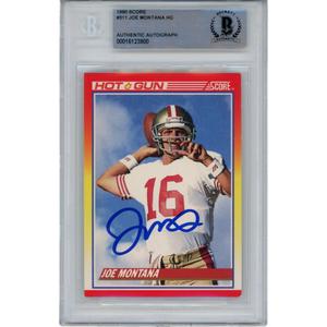 Joe Montana Autographed/Signed 1990 Score 311 Trading Card Beckett 47117 Free Shipping With Credit Card