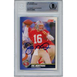 Joe Montana Autographed/Signed 1991 Score 1 Trading Card Beckett 47135 Discount Nicekicks