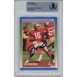 Joe Montana Autographed/Signed 1990 Score 1 Trading Card Beckett 47110 Clearance Best