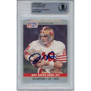 Joe Montana Autographed/Signed 1990 Pro Set MVP 16 Trading Card Beckett 47114 Free Shipping Order