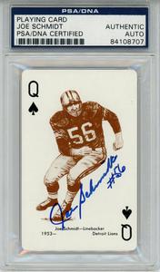Joe Schmidt Autographed 1963 Stancraft Queen of Spades Card PSA Slab 43566 Discount Original