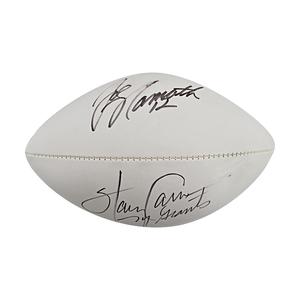 Joe Namath & Harry Carson Jets Giants Dual Signed Autographed 8" Mini White Panel Football (JSA COA) Manchester