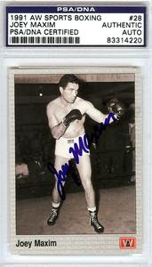 Joey Maxim Autographed Signed 1991 AW Sports Boxing Card #28 PSA/DNA #83314220 Sale Top Quality