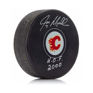 Joe Mullen Signed Calgary Flames Hockey Puck with HOF Note Low Pice Fee Shipping For Sale