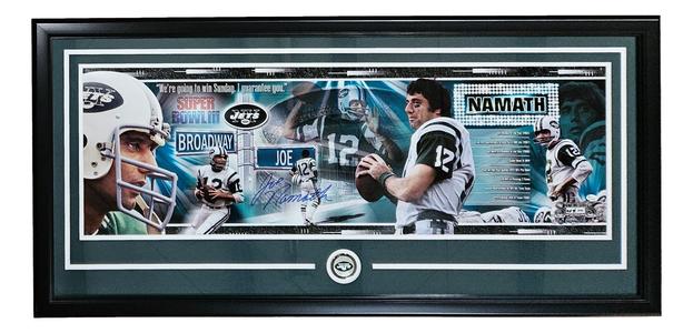 Joe Namath Signed Framed 12x36 New York Jets Panoramic Photo Online Authentics Discount Hot Sale
