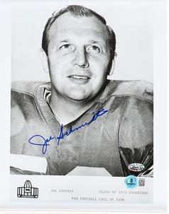 Joe Schmidt Detroit Lions and Hall of Famer Signed Vintage 8x10 Pro Football Hall of Fame B&W Photo (Beckett) Visit New For Sale
