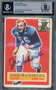 Joe Schmidt Beckett BAS Signed 1956 Topps Rookie Autographed 100% Authentic For Sale