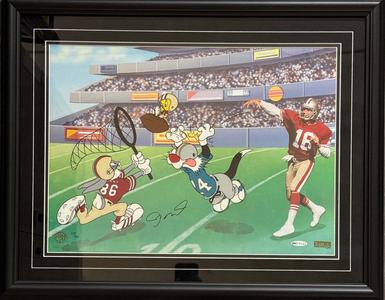 Joe Montana Signed "Catch The Birdie" L.E. Cel 279/750 Upper Deck & Warner Bros. Discount Cheapest