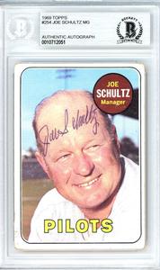Joe Schultz Autographed 1969 Topps Card #254 Seattle Pilots Beckett 10712051 Free Shipping Best