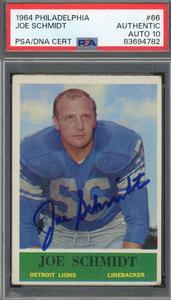 Joe Schmidt Gem Mint 10 PSA DNA Signed 1964 Philadelphia Autograph Cheap Sale Low Pice