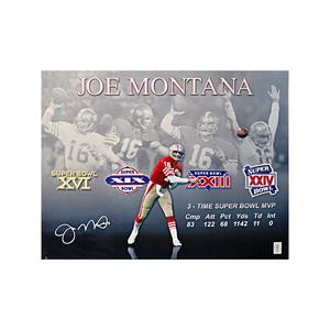 Joe Montana San Francisco 49er's Autographed Signed 16x20 Super Bowl Montage (Montana Holo) Clearance Deals
