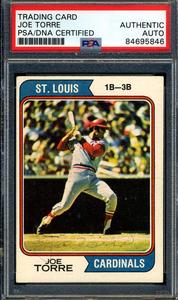 Joe Torre PSA DNA Vintage Signed 1974 Topps Autograph Free Shipping 100% Original