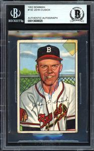 John Cusick Autographed 1952 Bowman Card #192 Boston Braves Beckett #13609020 Outlet Visit