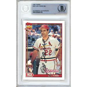 Joe Torre St Louis Cardinals Signed 1991 Topps Baseball Card BAS Auth Auto Slab HOF Cheap Sale Tumblr