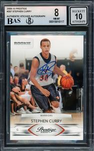 Stephen Curry Autographed 2009-10 Panini Prestige RC BGS 8 Gem 10 Auto Beckett 2025 New Cheap Pice