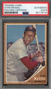 Stan Musial PSA DNA Signed 1962 Topps Autograph Free Shipping Hot Sale