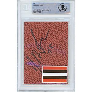 Joel Bitonio Cleveland Browns Signed Football Signature Cut Beckett Authentic Auto Slab Clearance Amazing Pice